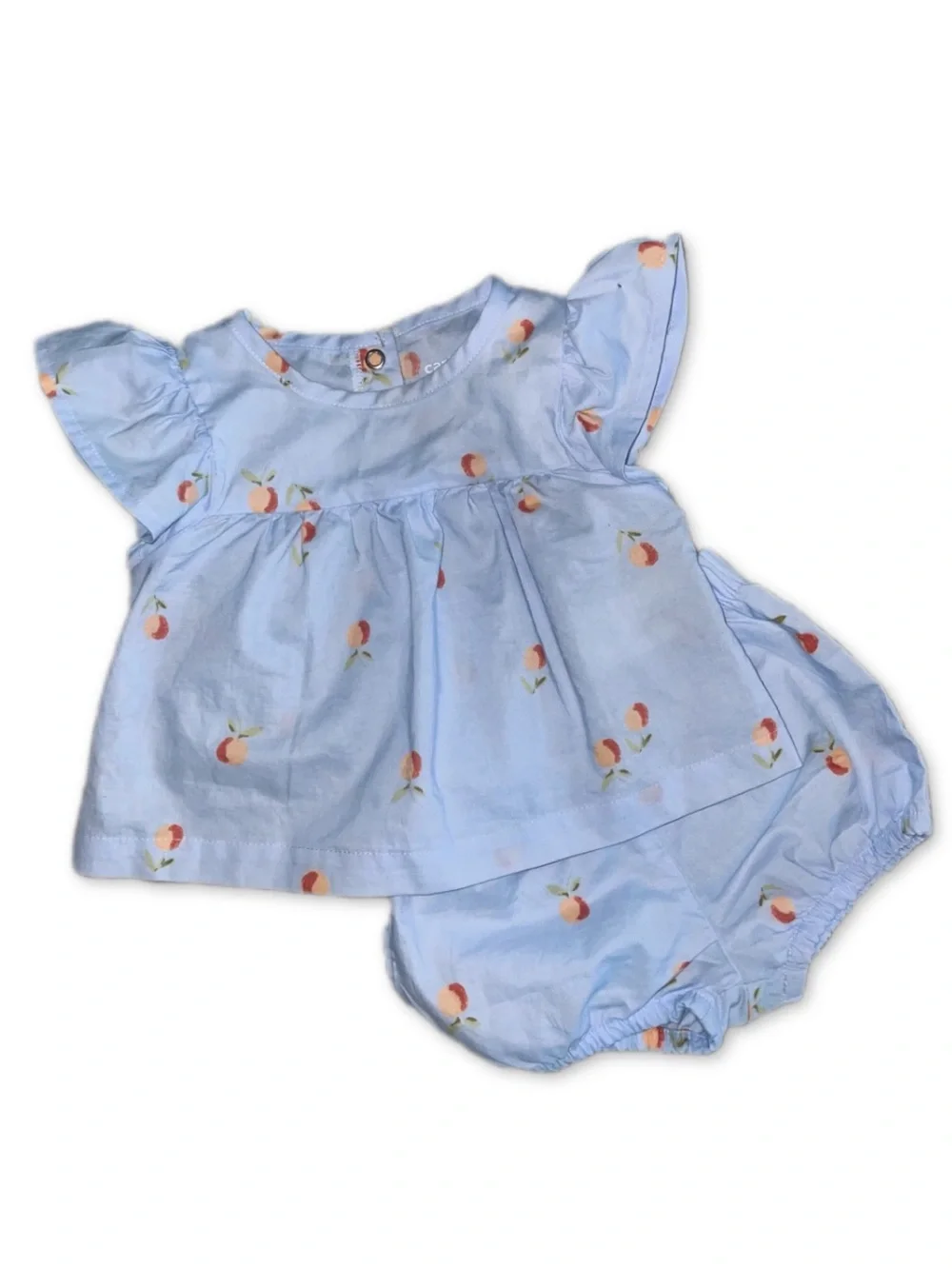 Caters Light Blue Peach Print Baby Top & Bloomers Set